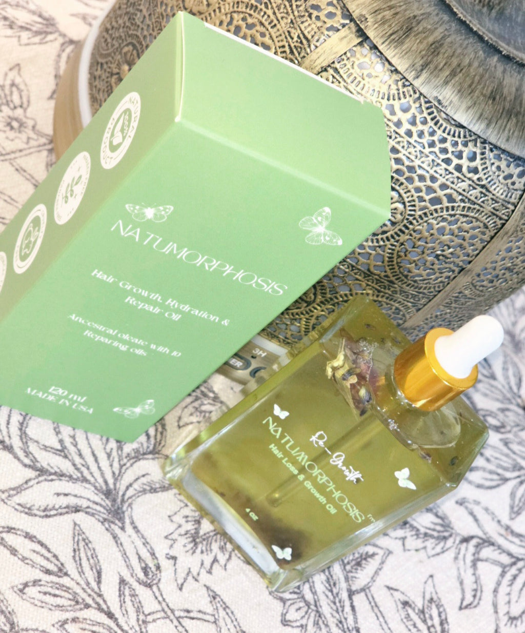 Re-Growth – Aceite Capilar ancestral, elaborado con 30 Hierbas naturales y ayurvedicas y 10 Aceites vegetales nutritivos,  incentiva y fortalece de una forma botanica - 120 ml