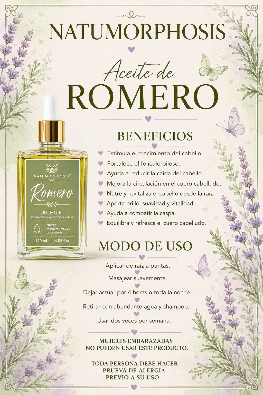 Natumorphosis® Rosemary Oil. Fortalecedor e incentivador capilar – 120 ml